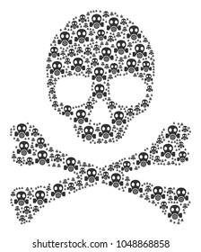 Skull concept constructed of gas mask design elements. Vector gas mask elements are combined into mosaic death illustration.