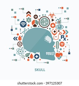 Skull concept design on clean background,vector