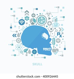 
Skull concept design on clean background,vector
