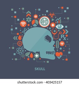 Skull concept design on clean background,vector