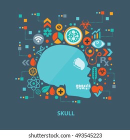 
Skull concept design on clean background,clean vector