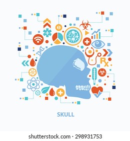 Skull concept design,on clean background,clean vector