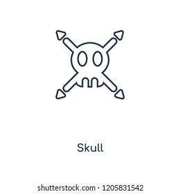 Skull concept line icon. Linear Skull concept outline symbol design. This simple element illustration can be used for web and mobile UI/UX.