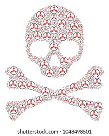 Skull concept organized of wmd nerve agent chemical warfare pictograms. Vector wmd nerve agent chemical warfare icons are composed into geometric skull illustration.