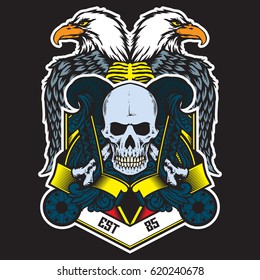 skull and condors clothing decoration with full color