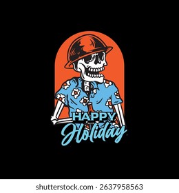 Skull construction with hard hat in holiday