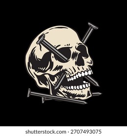 Skelettkonstruktion, Vektorgrafik-Design auf schwarzem Hintergrund