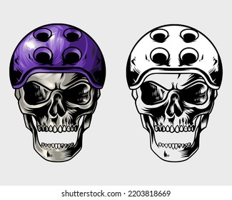 skull with cool color skateboard helmet