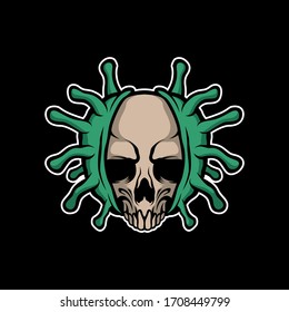 skull in corona virus for commercial use
