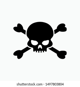 Skull and Coss Bones Icon - Vector, Poison Sign and Symbol for Design, Presentation, Website or Apps Elements.