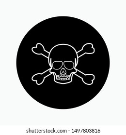 Skull and Coss Bones Icon - Vector, Poison Sign and Symbol for Design, Presentation, Website or Apps Elements.