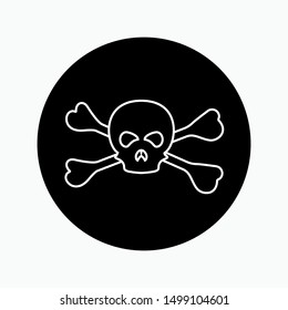 Skull and Coss Bones Icon - Vector, Poison Sign and Symbol for Design, Presentation, Website or Apps Elements.