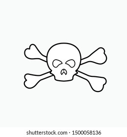 Skull and Coss Bones Icon - Vector, Poison Sign and Symbol for Design, Presentation, Website or Apps Elements.
