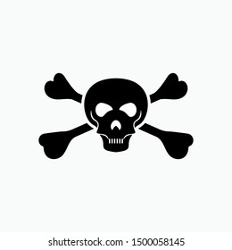 Skull and Coss Bones Icon - Vector, Poison Sign and Symbol for Design, Presentation, Website or Apps Elements.