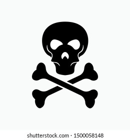 Skull and Coss Bones Icon - Vector, Poison Sign and Symbol for Design, Presentation, Website or Apps Elements.