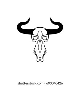 Skull cow. head of skeleton bull. Death of an farm animal. Remains cattle