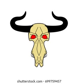 Skull cow. head of skeleton bull. Death of an farm animal. Remains cattle
