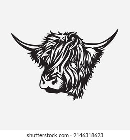 Skull of a cow with horns logo design, illustration
