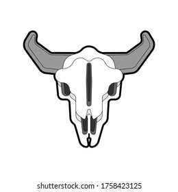 Skull cow isolated. Skeleton head of bull. vector illustration