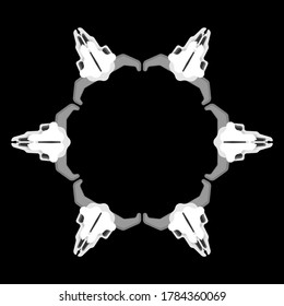 Skull cow round sign isolated. Skeleton head of bull symbol. vector illustration