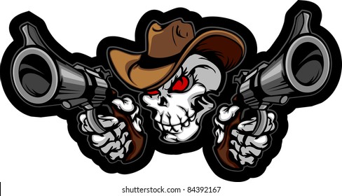 Skull Cowboy Aiming Guns