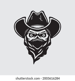 Skull cowboy drawing. Creative design.