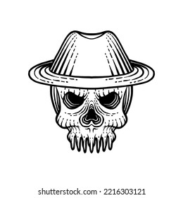 Skull with cowboy hat accessories