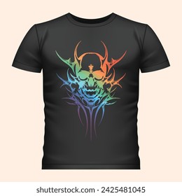 Skull Cowboy Hat Tattoo Metal  Gradient T-Shirt Design Element
