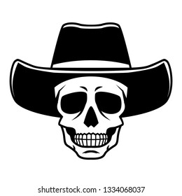 Skull in cowboy hat, Vector Illustration