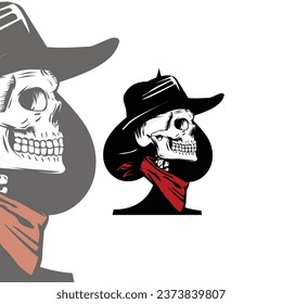skull and cowboy hat vector ready eps 10 format 