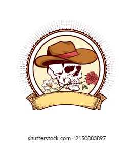 Skull cowboy logo mascot template