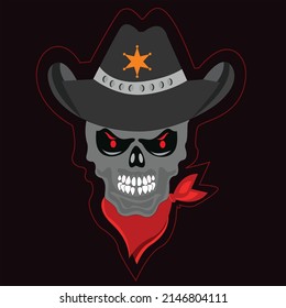 Skull cowboy mascot esport logo design, suitable for team logo, skull cowboy illustration for sport team.