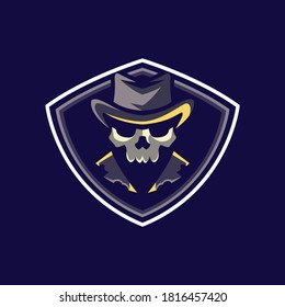 Skull Cowboy Mascot Logo Design