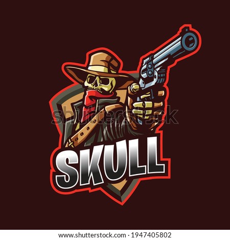 Skull cowboy Mascot logo for eSport and sport