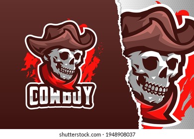Skull Cowboy Mascot Logo Template