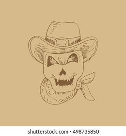 Skull Cowboy. Sketchy style.