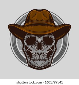 Skull Cowboy Vector Illustration Isolated Black Stock Vector (Royalty ...