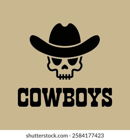 Skull cowboy vector logo design template