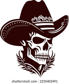 A skull cowboy wearing a hat