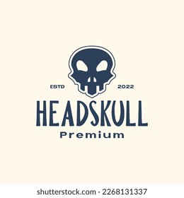 skull cranium brainpan vintage simple hipster logo design vector