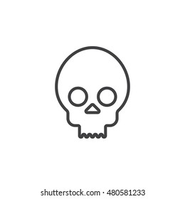 skull, cranium line icon, outline vector logo illustration, linear pictogram isolated on white