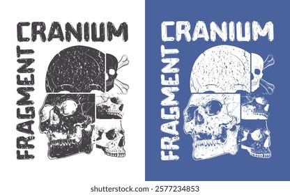 Skull Cranium typography design, prints, illustrations