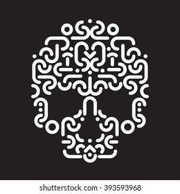 Skull created from simple geometric decorative elements. It can be used on a T-shirt, and any kind of design