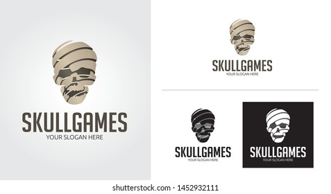 Skull creative and minimalist logo template Set