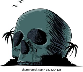 the skull of a creepy giant