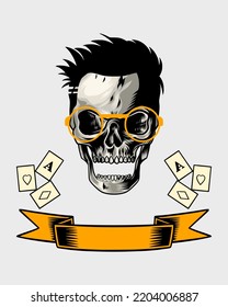 skull crest with orange glasses