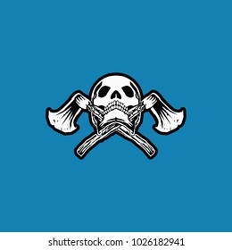 skull with cross axe sport logo