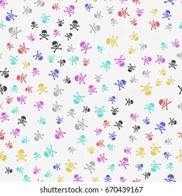 Skull and cross bone colorful. Flat vector stock illustration. background pattern