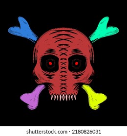 Skull cross bone illustration vector for print on tshirt, poster, logo, stickers etc