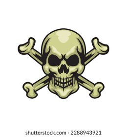 Skull with cross bone illustration vector
